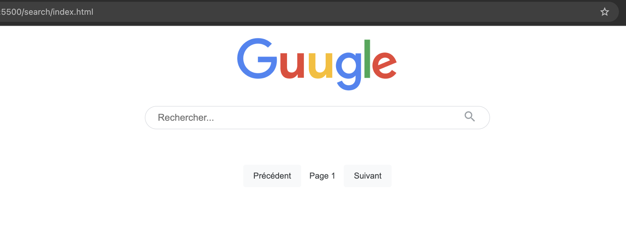 Guugle search engine dashboard interface